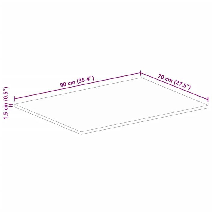 Dessus de table 90x70x1,5 cm rectangulaire bois massif récupéré - Photo n°9