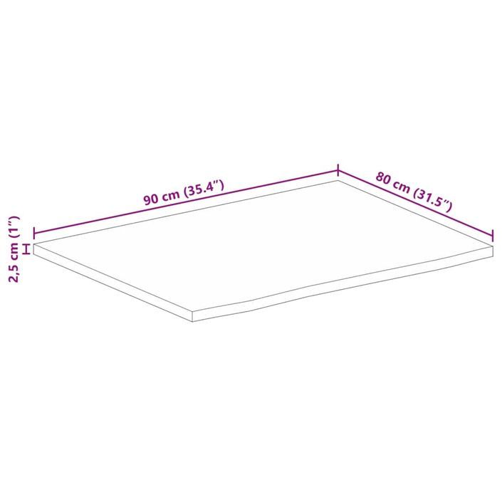 Dessus de table 90x80x2,5 cm bord vivant bois massif manguier - Photo n°9