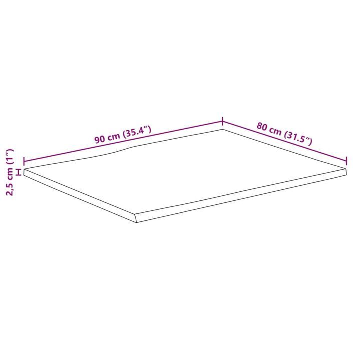 Dessus de table 90x80x2,5 cm bord vivant bois massif manguier - Photo n°9