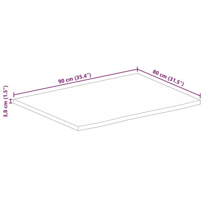 Dessus de table 90x80x3,8 cm bord vivant bois massif manguier - Photo n°9