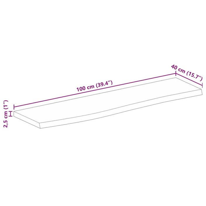 Dessus de table à bord vivant 100x40x2,5cm bois massif manguier - Photo n°9