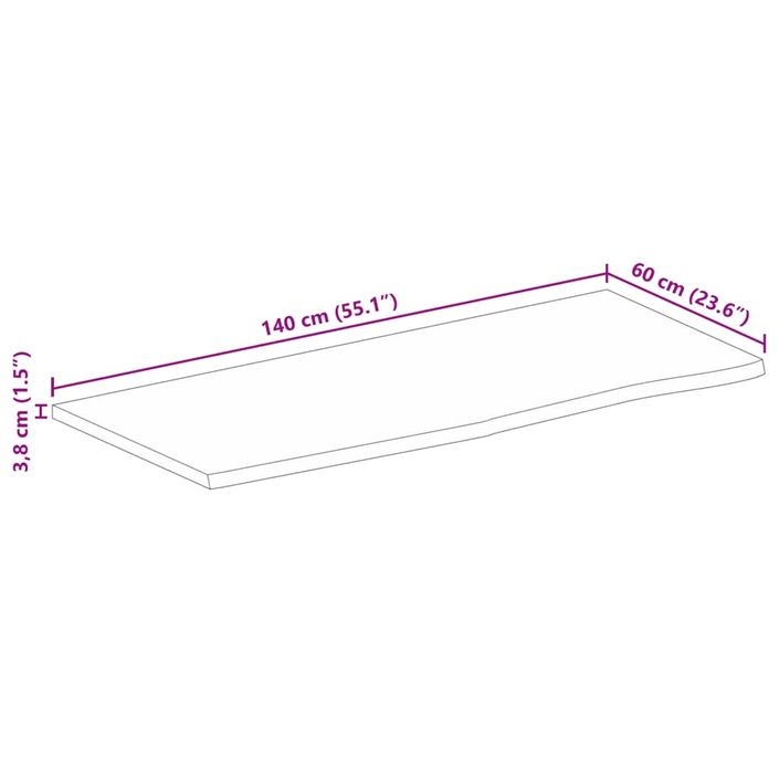 Dessus de table à bord vivant 140x60x3,8cm bois massif manguier - Photo n°9