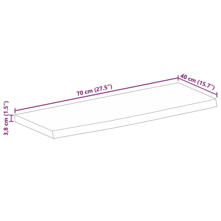 Dessus de table à bord vivant 70x40x3,8 cm bois massif manguier - Photo n°9