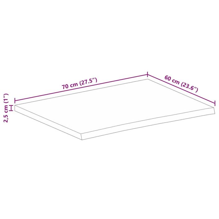 Dessus de table à bord vivant 70x60x2,5 cm bois massif manguier - Photo n°9