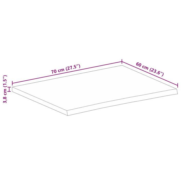 Dessus de table à bord vivant 70x60x3,8 cm bois massif manguier - Photo n°9