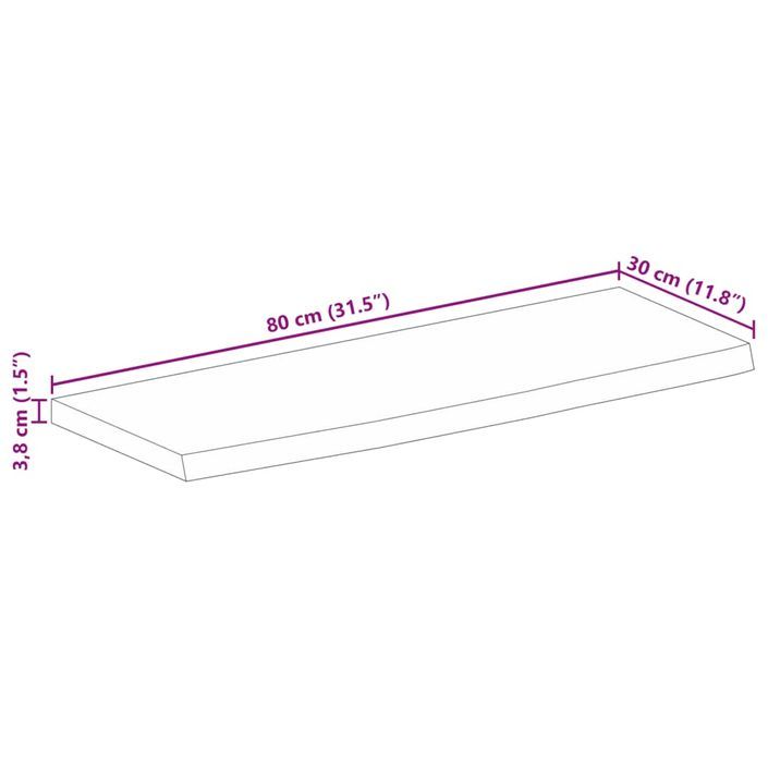 Dessus de table à bord vivant 80x30x3,8 cm bois massif manguier - Photo n°9