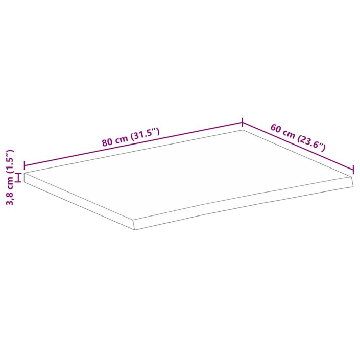 Dessus de table à bord vivant 80x60x3,8 cm bois massif manguier - Photo n°9