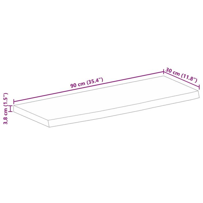 Dessus de table à bord vivant 90x30x3,8 cm bois massif manguier - Photo n°9