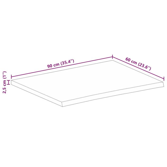 Dessus de table à bord vivant 90x60x2,5 cm bois massif manguier - Photo n°9