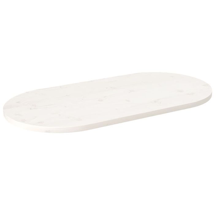 Dessus de table blanc 100x50x2,5 cm bois de pin massif ovale - Photo n°1