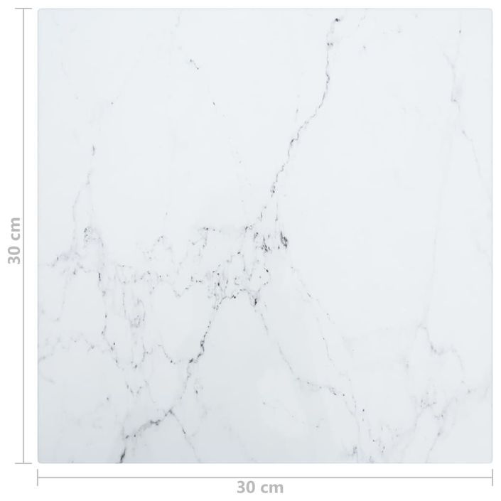 Dessus de table Blanc 30x30cm 6mm Verre trempé et design marbre - Photo n°5