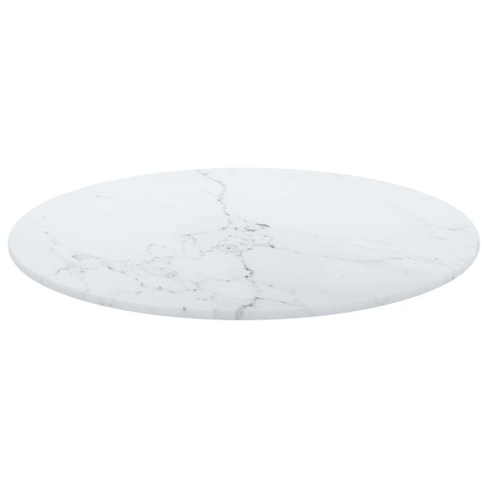 Dessus de table Blanc Ø40x0,8cm Verre trempé avec design marbre - Photo n°3