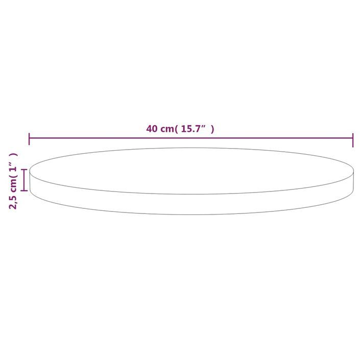 Dessus de table Blanc Ø40x2,5 cm Bois de pin massif - Photo n°6