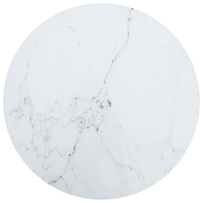 Dessus de table Blanc Ø50x0,8cm Verre trempé avec design marbre - Photo n°1