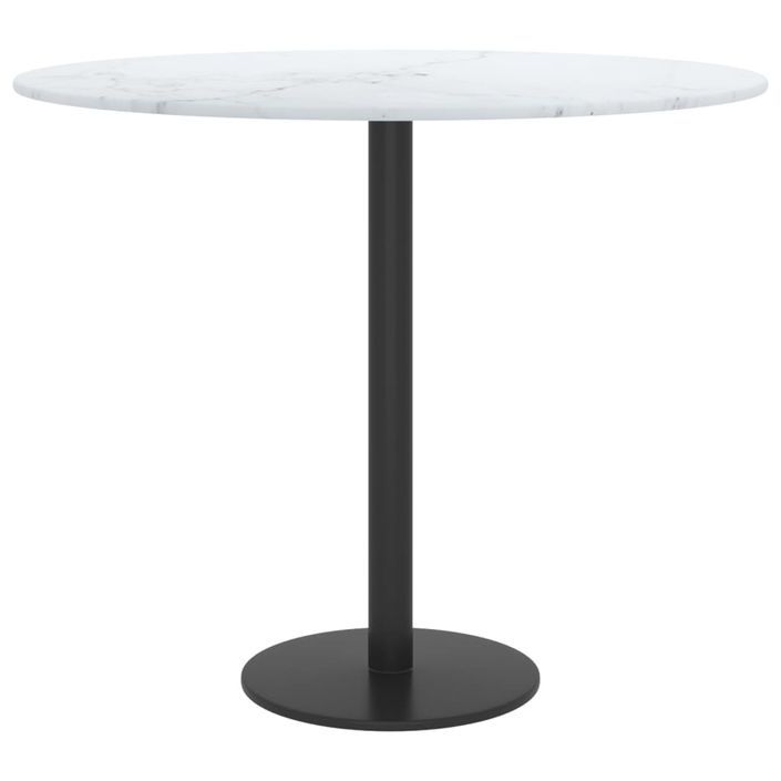 Dessus de table Blanc Ø50x0,8cm Verre trempé avec design marbre - Photo n°2