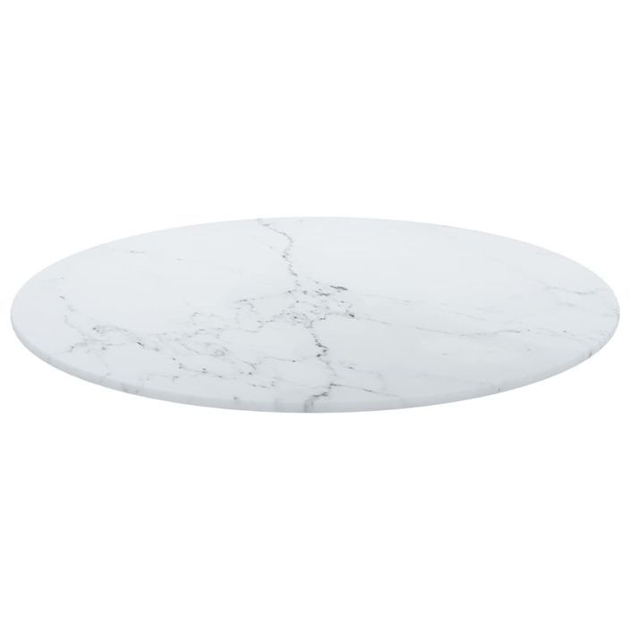 Dessus de table Blanc Ø50x0,8cm Verre trempé avec design marbre - Photo n°3