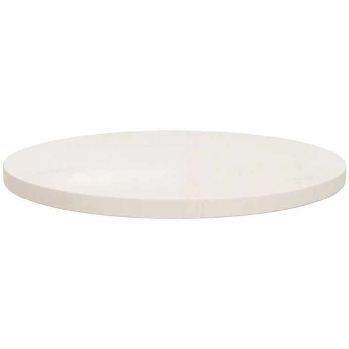 Dessus de table Blanc Ø50x2,5 cm Bois de pin massif - Photo n°2