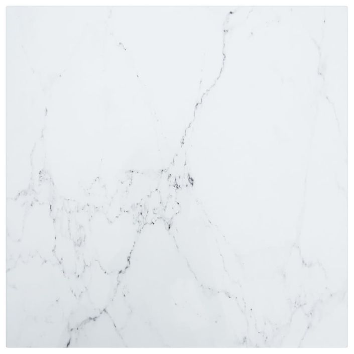 Dessus de table Blanc 50x50cm 6mm Verre trempé et design marbre - Photo n°1