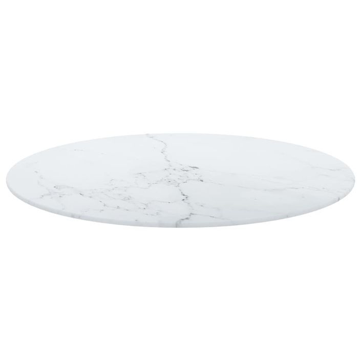 Dessus de table Blanc Ø60x0,8 cm Verre trempé design de marbre - Photo n°3