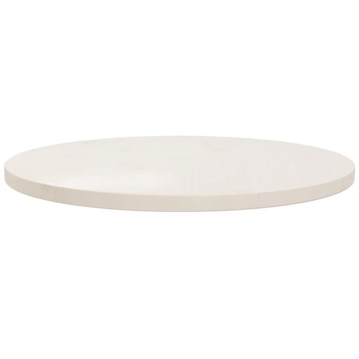 Dessus de table Blanc Ø60x2,5 cm Bois de pin massif - Photo n°2