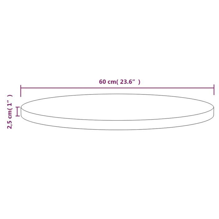 Dessus de table Blanc Ø60x2,5 cm Bois de pin massif - Photo n°6