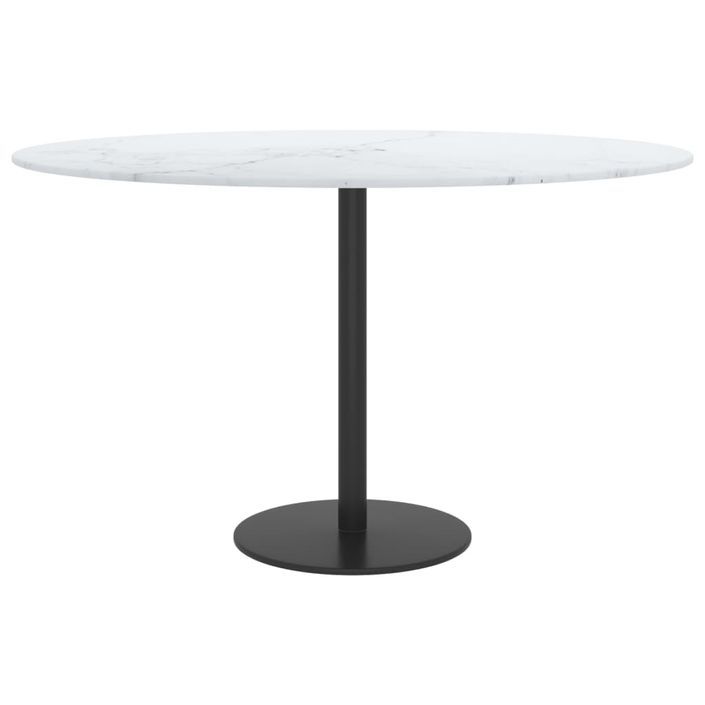 Dessus de table Blanc Ø70x0,8cm Verre trempé avec design marbre - Photo n°2