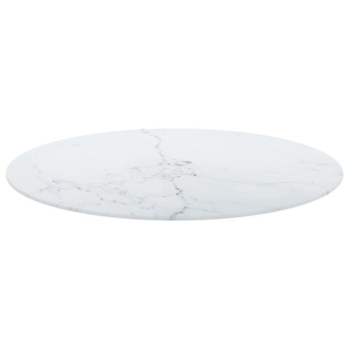 Dessus de table Blanc Ø70x0,8cm Verre trempé avec design marbre - Photo n°3