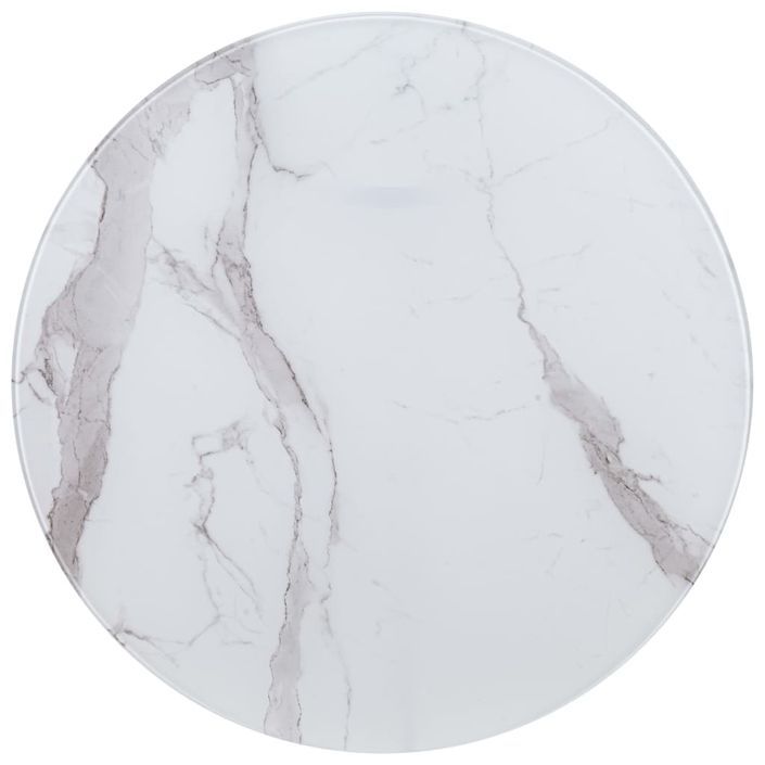 Dessus de table Blanc Ø80 cm Verre avec texture de marbre - Photo n°1