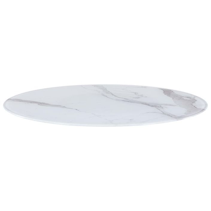 Dessus de table Blanc Ø80 cm Verre avec texture de marbre - Photo n°2