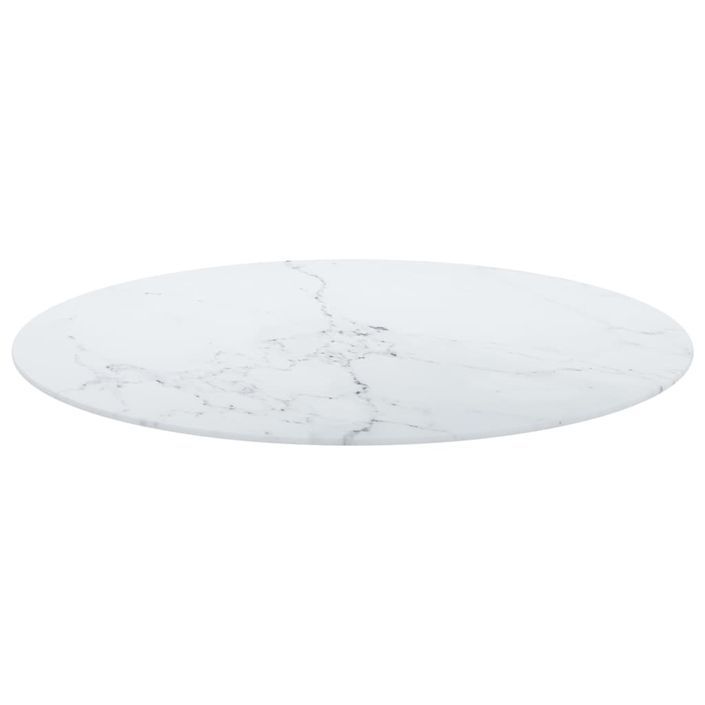 Dessus de table Blanc Ø80x1 cm Verre trempé et design de marbre - Photo n°3