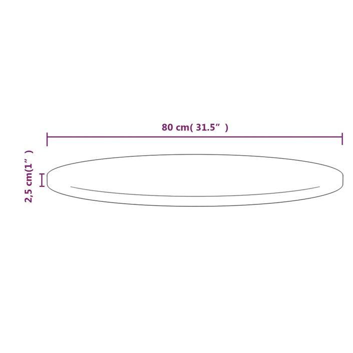 Dessus de table Blanc Ø80x2,5 cm Bois de pin massif - Photo n°6