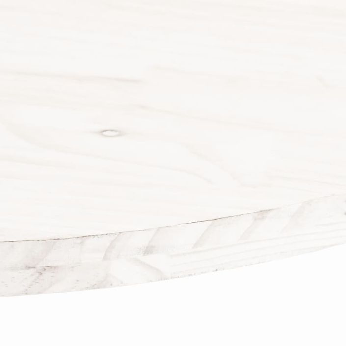 Dessus de table blanc 80x40x2,5 cm bois de pin massif ovale - Photo n°5