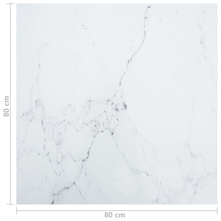 Dessus de table Blanc 80x80cm 6mm Verre trempé et design marbre - Photo n°5