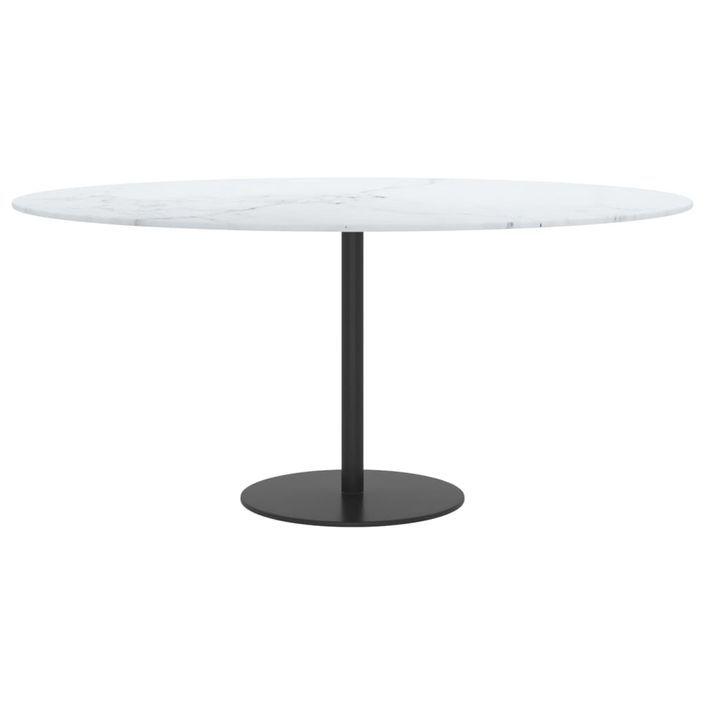 Dessus de table Blanc Ø90x1 cm Verre trempé et design de marbre - Photo n°2