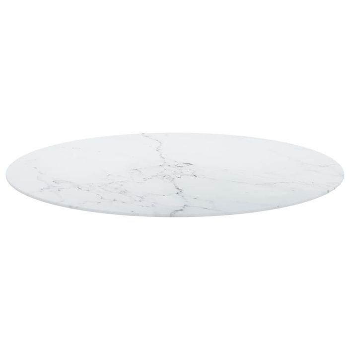 Dessus de table Blanc Ø90x1 cm Verre trempé et design de marbre - Photo n°3