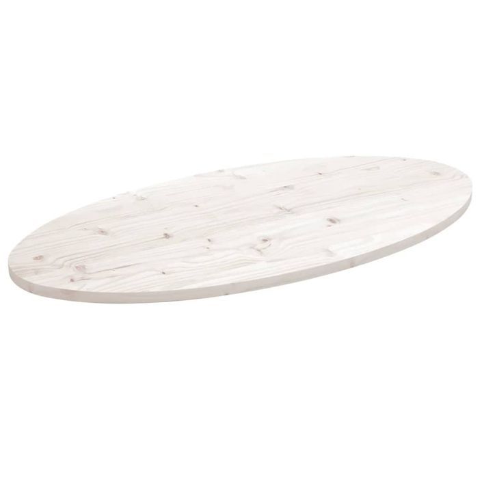 Dessus de table blanc 90x45x2,5 cm bois de pin massif ovale - Photo n°1