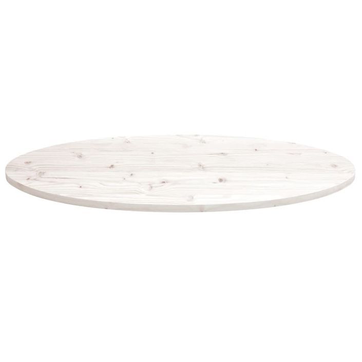 Dessus de table blanc 90x45x2,5 cm bois de pin massif ovale - Photo n°3