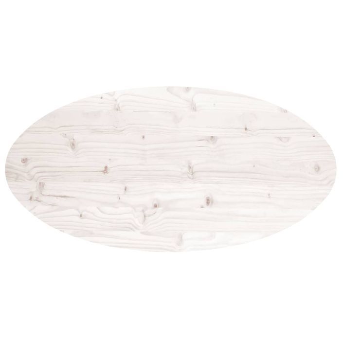 Dessus de table blanc 90x45x2,5 cm bois de pin massif ovale - Photo n°4