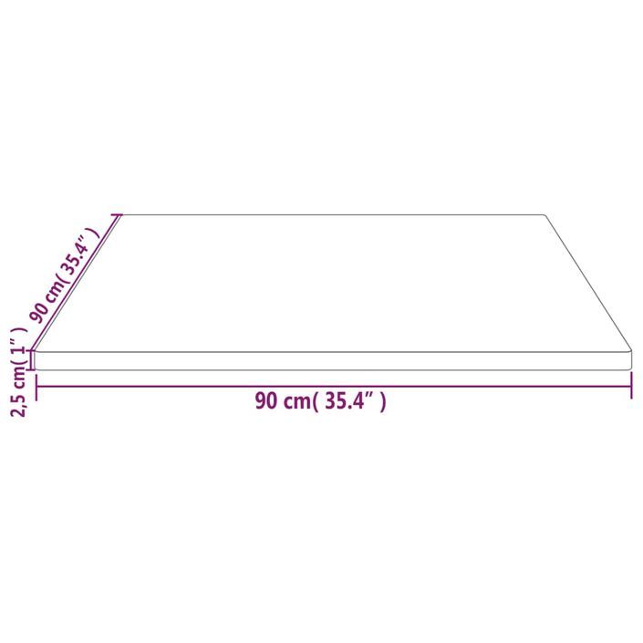 Dessus de table blanc 90x90x2,5 cm bois de pin massif - Photo n°7