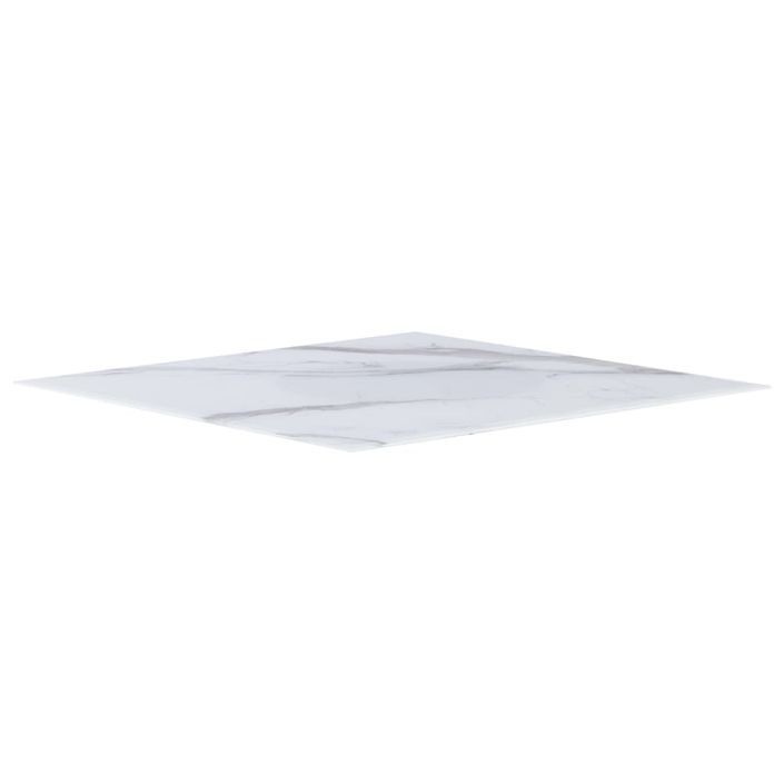 Dessus de table Blanc Carré 70x70 cm Verre et texture de marbre - Photo n°2