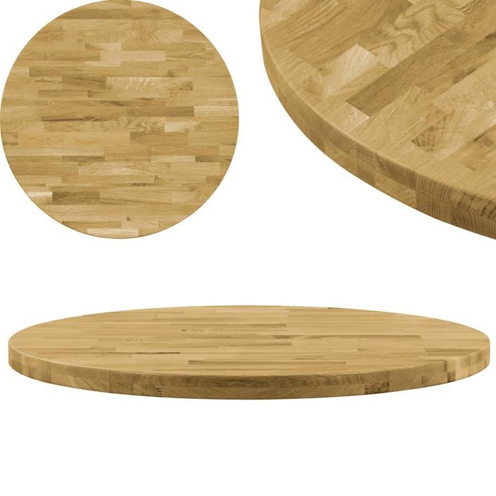 Dessus de table Bois de chêne massif Rond 44 mm 700 mm - Photo n°1