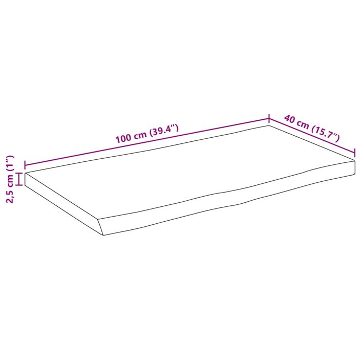 Dessus de table bord vivant 100x40x2,5 cm bois de manguier brut - Photo n°9