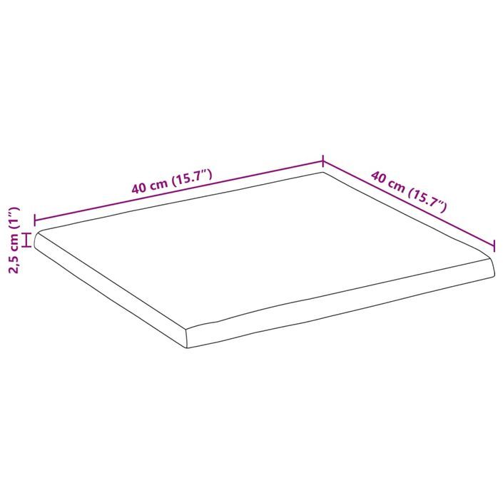 Dessus de table bord vivant 40x40x2,5 cm bois de manguier brut - Photo n°9