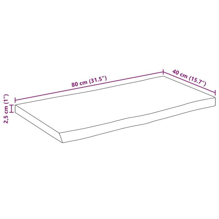 Dessus de table bord vivant 80x40x2,5 cm bois de manguier brut - Photo n°9