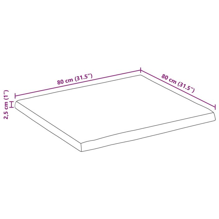 Dessus de table bord vivant 80x80x2,5 cm bois de manguier brut - Photo n°9