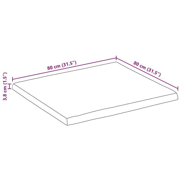 Dessus de table bord vivant 80x80x3,8 cm bois de manguier brut - Photo n°9