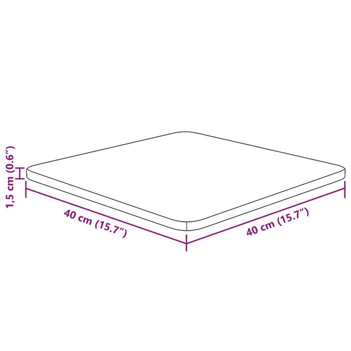 Dessus de table carré 40x40x1,5 cm Bois chêne massif non traité - Photo n°4