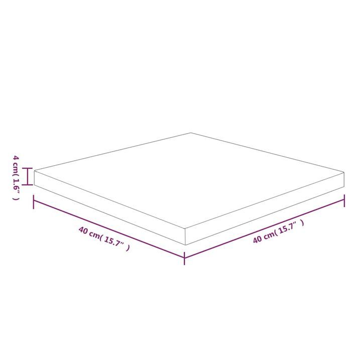 Dessus de table carré 40x40x4 cm Bois chêne massif non traité - Photo n°4