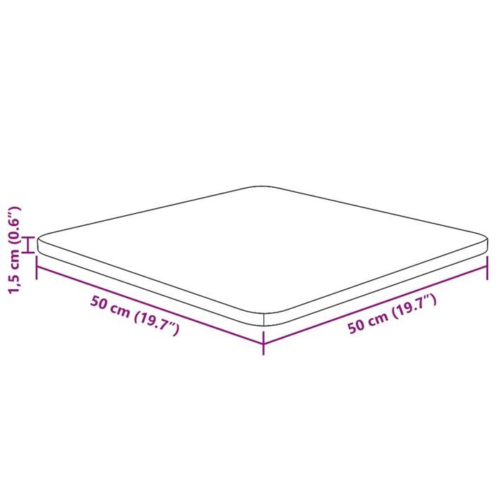 Dessus de table carré 50x50x1,5 cm Bois chêne massif non traité - Photo n°4