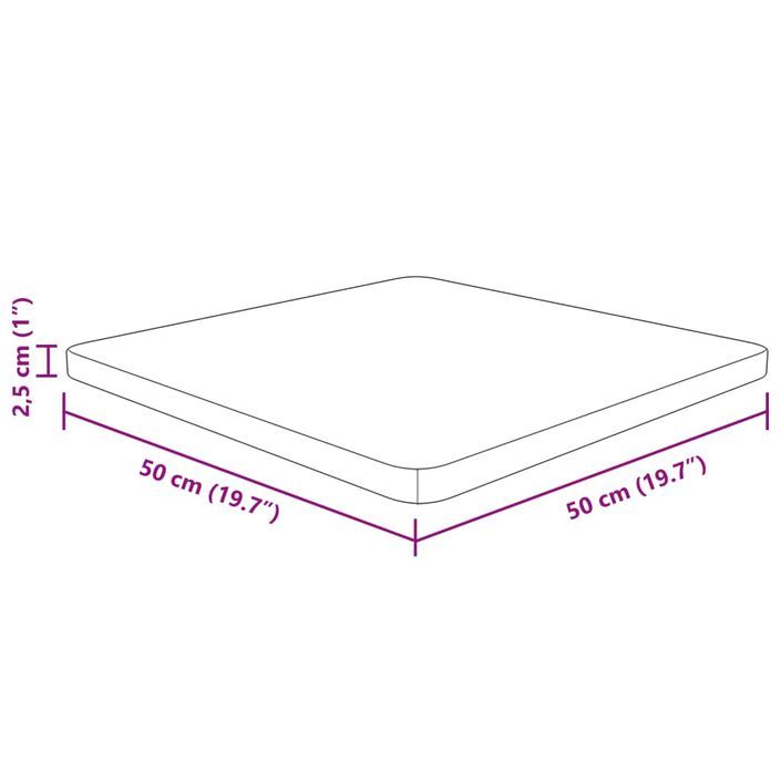 Dessus de table carré 50x50x2,5 cm Bois chêne massif non traité - Photo n°4